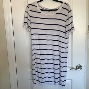 White and navy blue stripped dress